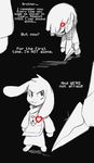  &lt;3 asriel_dreemurr black_and_white_and_red caprine dialogue english_text fatz_geronimo_(artist) goat human knife mammal monster smile text undertale what_if young 