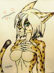  &lt;3 animal_humanoid anthro blonde_hair breasts cat cat_humanoid cleavage clothed clothing feline fur green_eyes hair holly humanoid invalid_tag kevin_s_rollins leopard mammal nude portrait purring short_hair smile snout spots tuft 