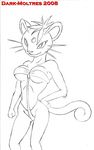 2008 anthro cat dark-moltres feline female mammal monochrome nintendo persian pok&eacute;mon video_games 