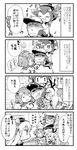  &gt;_&lt; /\/\/\ 1boy 4girls 4koma :d admiral_(kantai_collection) amatsukaze_(kantai_collection) anchor_hair_ornament anchor_symbol bangs beamed_eighth_notes closed_eyes comic commentary_request crop_top dress eighth_note expressive_hair flying_sweatdrops greyscale hair_ornament hair_tubes hairband hat herada_mitsuru highres kantai_collection long_hair long_sleeves midriff military military_uniform miniskirt monochrome multiple_girls musical_note navel on_head open_mouth peaked_cap pleated_skirt rensouhou-chan rensouhou-kun sailor_collar sailor_dress school_uniform serafuku shaded_face shimakaze_(kantai_collection) short_hair skirt smile spoken_musical_note striped striped_legwear sweat thighhighs tokitsukaze_(kantai_collection) translated two_side_up uniform xd yukikaze_(kantai_collection) 
