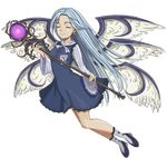  bad_deviantart_id bad_id blue_hair closed_eyes dress full_body long_hair oles-x sariel shoes smile socks solo staff touhou touhou_(pc-98) transparent_background wings 