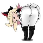  1girl artist_request ass bent_over blonde_hair bravely_default:_flying_fairy cameltoe edea_lee female green_eyes huge_ass looking_at_viewer looking_back solo 