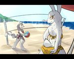  alternate_costume amber_(armello) armello ball beach bikini breasts butt canine clothing costume duo female lagomorph mammal rabbit river_(armello) sea seaside ship siroc swimsuit vehicle volleyball water wolf 