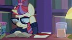  2015 animated chocolate_milk duo edit equine eyewear feathers female flass friendship_is_magic glasses glowing horn loose_feather magic mammal moondancer_(mlp) my_little_pony quill spaekles twilight_sparkle_(mlp) unicorn 