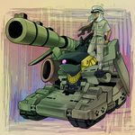  axis_powers_hetalia dark_skin ebi_no_hito egypt_(hetalia) gun gundam gundam_ms_igloo hildolfr keffiyeh mecha scarf tank weapon yellow_eyes 