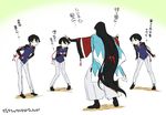  black_hair double-breasted hebino_rai horikawa_kunihiro izumi-no-kami_kanesada japanese_clothes jurassic_park jurassic_world male_focus multiple_boys multiple_persona parody prattkeeping touken_ranbu translated 