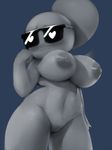  &lt;3 &lt;3_eyes anonymous anthro anthrofied big_breasts blue_background breasts eyewear female nude plantpenetrator pussy simple_background solo sunglasses tumblr wide_hips 