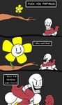  bone english_text flora_fauna flowey_the_flower male papyrus_(undertale) plant scarf skeleton text undertale unknown_artist 