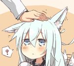  1girl ? admiral_(kantai_collection) animal_ears bad_id bad_twitter_id blue_eyes blue_hair blush dog_ears dog_tail hibiki_(kantai_collection) kantai_collection long_hair lowres nonono_(mino) petting school_uniform serafuku solo_focus spoken_question_mark tail tail_wagging verniy_(kantai_collection) 