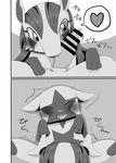  &lt;3 black_fur blush canine censored eyelashes fur grey_fur japanese_text kiriya male mammal mightyena monochrome nintendo open_mouth oral penis pok&eacute;mon poochyena shaking teeth text tongue video_games 