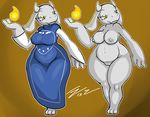  2015 areola belly big_breasts breasts caprine chubby clothed clothing fangs female fionthebunny goat horn mammal nipples nude pussy smaller_version_at_the_source smile thick_thighs toriel undertale video_games wide_hips 