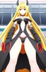  1girl bikini blonde_hair gauntlet horns konjiki_no_yami long_hair red_eyes screencap swimsuit to_love-ru_darkness 