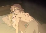  1girl alouette_(yatterman) blonde_hair blush breast_grab breath brown_hair caught galina_(yatterman) grabbing heavy_breathing hetero jpeg_artifacts nude sex time_bokan_(series) under_covers yatterman yoru_no_yatterman yuriko_(yuriko_popo) 