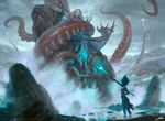  bident eldrazi female glowing kiora magic magic_the_gathering marine merfolk official_art planeswalker sea storm tentacles tyler_jacobson water weapon 