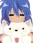  1girl blue_hair cherry_(lucky_star) dog izumi_konata lucky_star tagme 