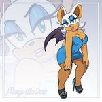  2015 anthro bat big_breasts breasts cleavage clothed clothing dress female mammal omegasunburst_(artist) rouge_the_bat sonic_(series) wings 