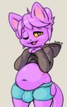  2019 4_fingers anthro bedroom_eyes belly big_belly boxer_briefs bulge clothed clothing clothing_lift deep_navel domestic_cat ear_piercing felid feline felis fluffyfrumples girly hair half-closed_eyes hoodie male mammal midriff muffin_top multi_nipple navel nipples one_eye_closed open_mouth open_smile overweight partially_clothed piercing purple_eyes seductive smile solo standing tongue underwear wide_hips yellow_sclera 