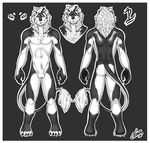  12 balls butt feline feralise heterochromia lion male mammal model_sheet monochrome piercing sheath 