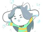  :3 ambiguous_gender animated blue_hair eyes_closed fur hair mt open_mouth smile solo temmie_(undertale) undertale white_fur 