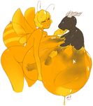  absorption arthropod bee big_breasts breasts dragon duo female goo hair holding_breasts honey hungrysuccubus insect internal lips male male/female nipples shiny size_difference solo vore wings 