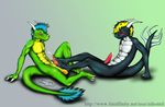  balls cum cum_on_penis digital_media_(artwork) dragon duo foot_fetish footjob horn male male/male nihontd nihonthedragon penis precum tongue tongue_out 