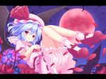  :o ascot bat bat_wings bloomers blue_hair blush bow hakuto_(28syuku) hands_together hat hat_bow interlocked_fingers letterboxed mary_janes mob_cap moon night petals red_eyes red_moon remilia_scarlet rose_petals shoes short_hair solo touhou underwear upskirt wings 