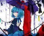  bad_id bad_pixiv_id blue_hair daimaou_ruaeru heterochromia juliet_sleeves karakasa_obake long_sleeves looking_at_viewer looking_back puffy_sleeves shirt skirt solo tatara_kogasa teruterubouzu touhou umbrella 