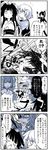  :o blush closed_eyes comic dress eyepatch fighting_stance glint greyscale hair_ornament hair_ribbon hat headgear highres holding holding_sword holding_weapon hyuuga_(kantai_collection) japanese_clothes kaga3chi kantai_collection katana kimono kiso_(kantai_collection) kuma_(kantai_collection) long_sleeves monochrome multiple_girls obi ribbon sailor_dress sash scarf shaded_face simple_background skirt speech_bubble surprised sweatdrop sword talking tama_(kantai_collection) tenryuu_(kantai_collection) translated weapon white_background yukata 