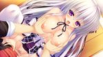  1boy 1girl 2-g artist_request breasts censored character_request cum game_cg kiryuuin_kiriha large_breasts long_hair nipples purple_eyes samidare_growing_up! samoyed_smile sex source_request white_hair 