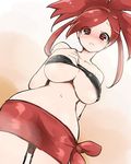  asuna_(pokemon) blush breasts chorimokki cleavage gym_leader large_breasts looking_at_viewer navel nintendo pokemon red_eyes red_hair underboob 