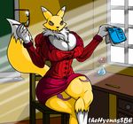  2015 anthro big_breasts breasts cleavage clothed clothing digimon female huge_breasts renamon solo thehyenassbe 