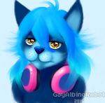  2015 anthro aoba_seragaki blue_fur blue_hair dramatical_murder feline fur gay-albino-robot hair half-closed_eyes long_hair looking_at_viewer male mammal nitro+chiral simple_background solo video_games yellow_eyes 