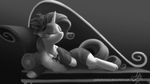  2015 black_and_white clothing equine eyes_closed fainting_couch female friendship_is_magic gen:noire horn joellethenose lying mammal monochrome my_little_pony rarity_(mlp) sofa solo unicorn 