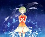  bad_id bad_pixiv_id bare_shoulders campanella_(vocaloid) dolphin fish flower green_eyes green_hair gumi heart holding mig_(36th_underground) paper_airplane rocket_ship short_hair skirt sleeveless solo space_craft tears vocaloid 