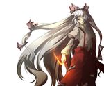  dakkarubi fire fujiwara_no_mokou long_hair ofuda ribbon solo touhou 