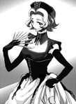  artist_request breasts choker code_geass curly_hair dress frills gloves greyscale hat knife kunai maid medium_breasts monochrome nurse scalpel shinozaki_sayoko short_hair skirt_hold smile solo source_request weapon 