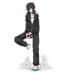 bad_id bad_pixiv_id ball black_hair braid clothes_writing copyright_request jacket lefty10 shoes sneakers soccer soccer_ball solo sportswear teamgeist tomboy track_jacket track_suit twin_braids 