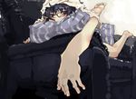  bad_id bad_pixiv_id barefoot copyright_request couch food foreshortening glasses hands jpeg_artifacts lefty10 lying pillow pocky solo 