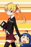  blonde_hair blue_eyes book katagiri_himeko long_hair pani_poni_dash! parody rebecca_miyamoto thighhighs ttomm twintails 