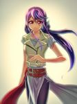  belt earrings jacket jewelry kurosaki_ruri long_hair multicolored_hair purple_eyes purple_hair raijin-bh solo two-tone_hair yuu-gi-ou yuu-gi-ou_arc-v 