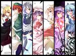  blonde_hair blue_eyes blue_hair braid cirno dress flandre_scarlet hakobako hong_meiling izayoi_sakuya long_hair maid_headdress multiple_girls orange_hair pants patchouli_knowledge purple_hair red_eyes remilia_scarlet rumia short_hair silver_hair the_embodiment_of_scarlet_devil thighhighs touhou twin_braids 