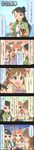  5koma black_hair brown_eyes brown_hair character_name cinderella_girls_gekijou colorized comic green_eyes highres idolmaster idolmaster_cinderella_girls jewelry kirino_aya komatsu_ibuki long_hair long_image low_twintails makihara_shiho multiple_girls necklace official_art orange_hair short_hair snack tall_image translated twintails 