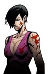  1girl black_hair blood breasts cleavage comic evil large_breasts mortal_kombat mortal_kombat_x official_art tasia 