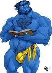  abs balls beast_(marvel) bulge clothing colored male marvel muscular pecs penis simple_background solo underwear unknown_artist white_background x-men 