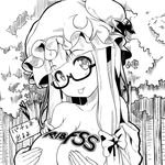  :p bespectacled body_writing bow breasts covering covering_breasts crescent excel_(shena) glasses greyscale hair_bow hat large_breasts long_hair looking_at_viewer monochrome nude patchouli_knowledge semi-rimless_eyewear smile solo tongue tongue_out touhou tree under-rim_eyewear upper_body 