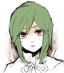  bad_id bad_pixiv_id green_hair kagerou_project kido_tsubomi ooyama_(hnk1018) partially_colored red_eyes sidelocks simple_background solo upper_body white_background younger 