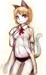  blonde_hair cat copyright_request female furry green_eyes hiepita_(1014) panties pantyshot short_hair solo underwear 