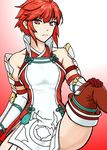  1girl ahoge armor bare_shoulders breasts dress fire_emblem fire_emblem_if gloves hinoka_(fire_emblem_if) red_eyes red_hair short_hair thigh_boots 