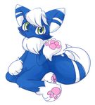  japanese_meowstic kemono male meowstic nintendo pok&eacute;mon simple_background sitting solo video_games white_background 