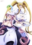  ;p absurdres alternate_costume alternate_hairstyle blonde_hair blue_eyes breasts bursting_breasts cake cake_batter centaur centorea_shianus cleavage covered_nipples cream drill_hair enmaided food glasses goo_girl highres huge_breasts large_breasts licking long_hair maid mermaid meroune_lorelei monster_girl monster_musume_no_iru_nichijou multiple_girls no_bra official_art one_eye_closed pink_hair saitou_chie suu_(monster_musume) sweatdrop tongue tongue_out twintails underboob undersized_clothes very_long_hair whisk 